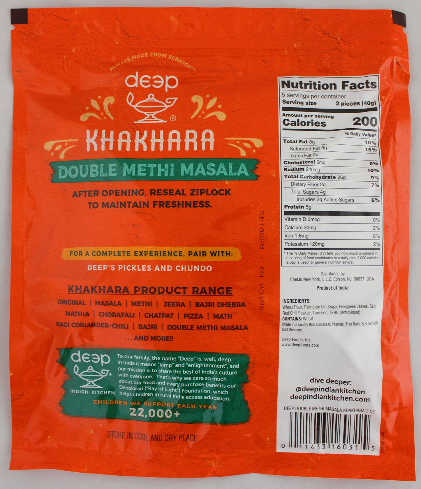 Deep Khakhra- Double Methi Masala 200 gms