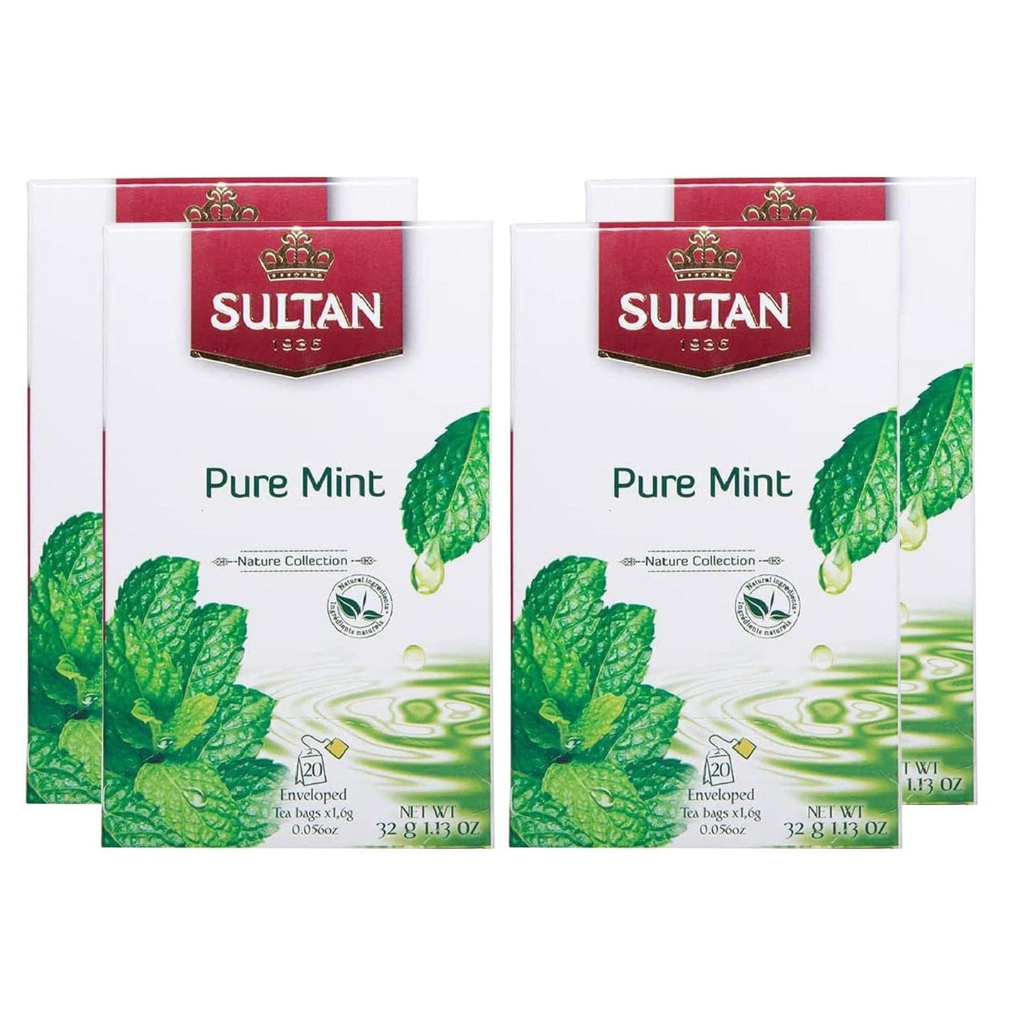 SULTAN TEA Moroccan Green Tea with Pure Mint & Tiznit Herbal Green Teas (Pack of 4-80 Tea Bags)