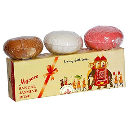 Mysore Sandal/ Jasmine / Rose Soap Combo Pack 450gm (125g x 3)