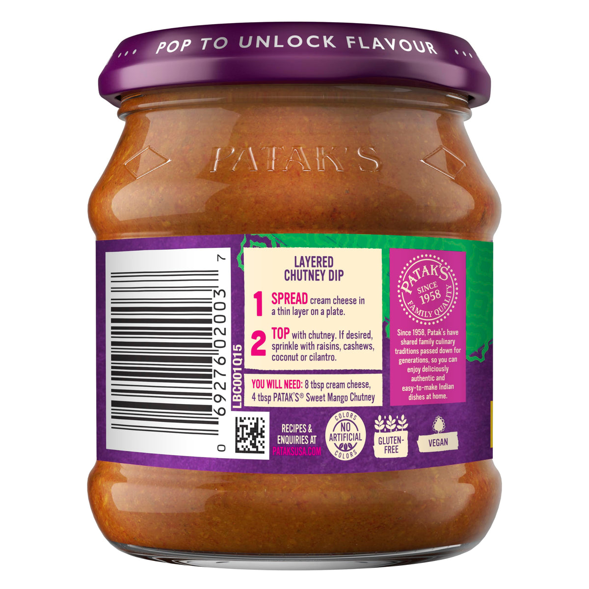Patak's Sweet Mango Chutney - 12 Oz (Pack of 3) With Mild Mangos, and Spices, No Artificial Flavors or Colors, Gluten Free, Vegetarian Friendly