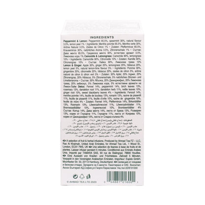 Ahmad Tea Herbal Tea, Fruit and Herb Selection, 4 Teas Peppermint and Lemon, Camomile and Lemongrass, Lemon and Ginger, and Detox Teabags, 20 ct - Decaffeinated and Sugar-Free