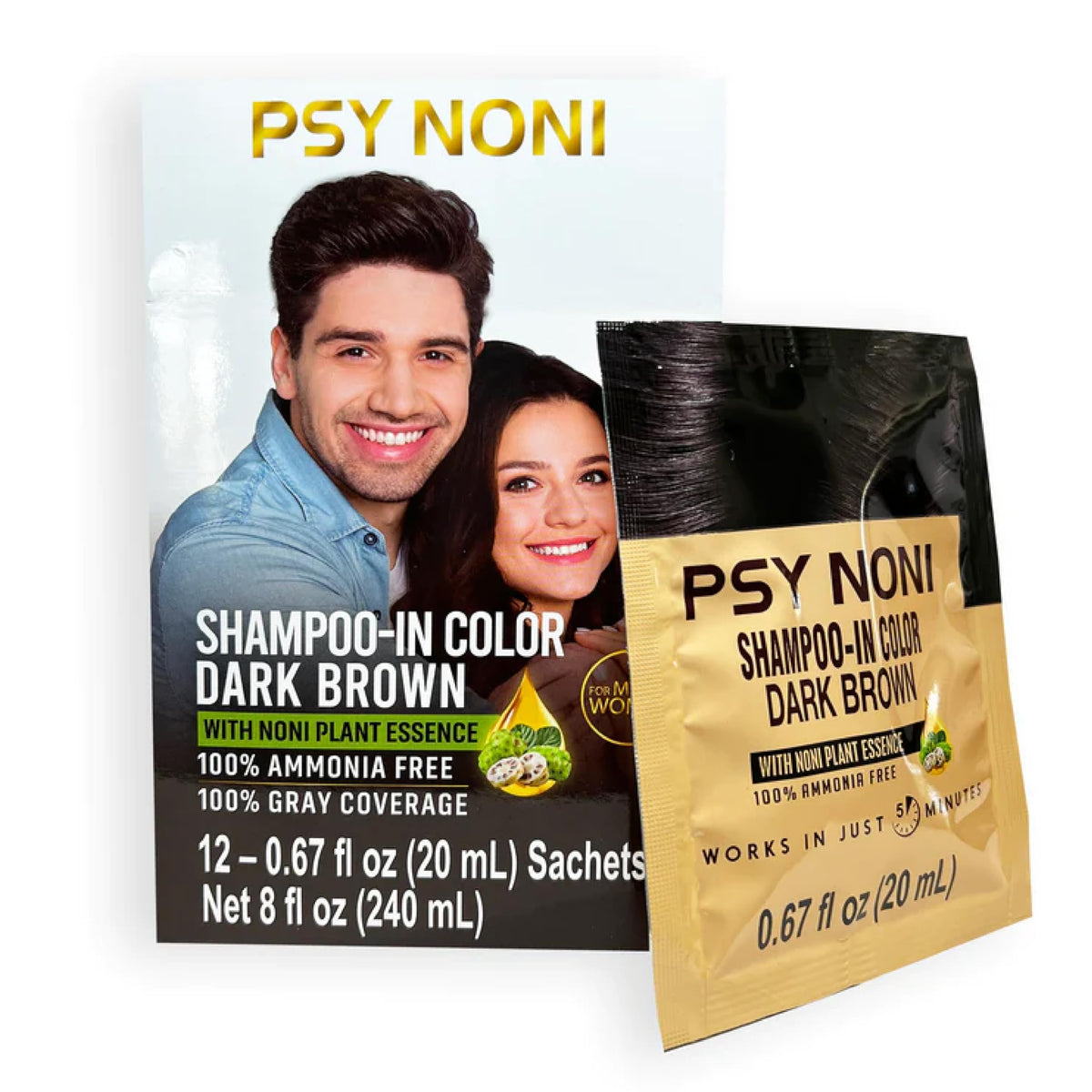 PSY NONI SHAMPOO-IN COLOR DARK BROWN (0.67 fl oz, 1)