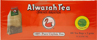 Alwazah Tea (Swan Brand) ceylon with cardamom 100-count 2-gram bags(pack of 12)