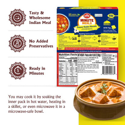 Mtr Ready To Eat Paneer Butter Masala 300 gms - Instant Meal