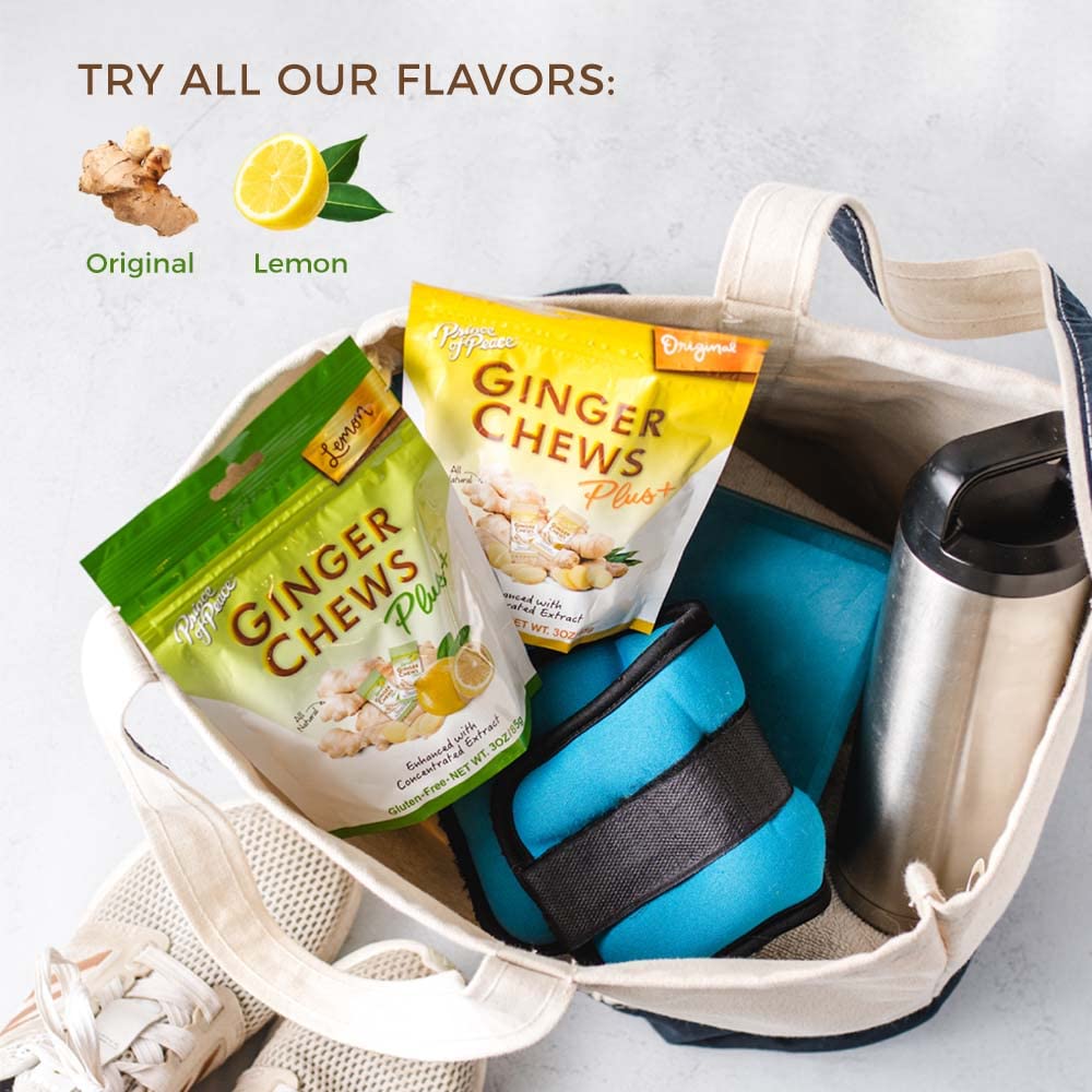 Prince Of Peace Ginger Chew Plus+ Original, 3 oz. Bag Digestive Aid, Relief, Healthy Candy, Stomach Aid