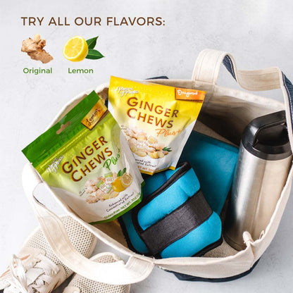Prince of Peace Ginger Chew Plus+ with Lemon, 3 oz. Bag Digestive Aid, Relief, Healthy Candy, Stomach Aid