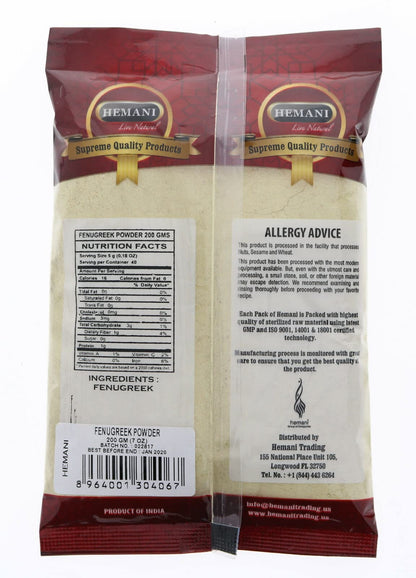 HEMANI Fenugreek Powder 7.1 OZ (200g) - Methi Seed Powder - For Cooking & Ayurveda