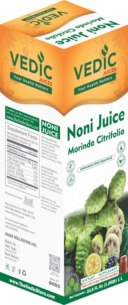 Vedic Juice Regular Noni Juices Blend - Daily Wellness Drink Made From All-Natural Ingredients - 33.8oz, Ideal for Daily Use