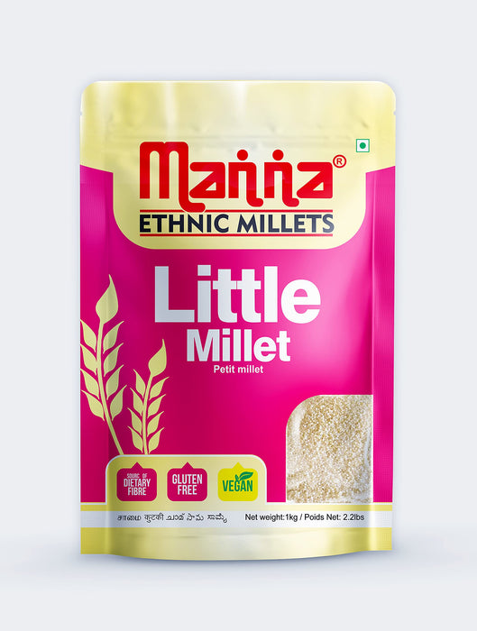 Manna Millets 5kg - Natural Grains Combo Pack of 5 Foxtail 1kg, Kodo 1kg, Little 1kg, Barnyard 1kg, Proso 1kg