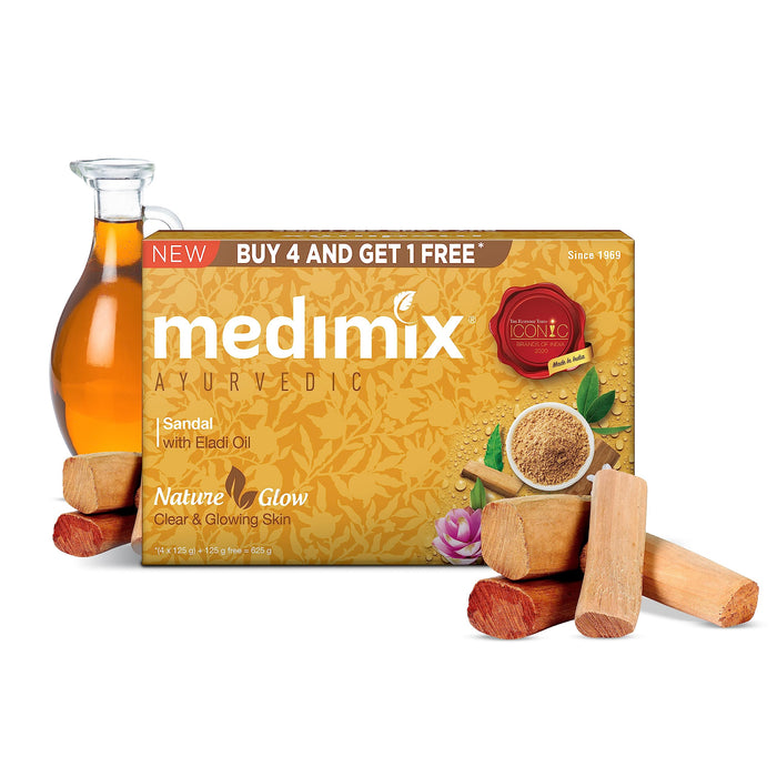 Medimix Ayurvedic Sandal Soap, 125g (4+1 Offer Pack)