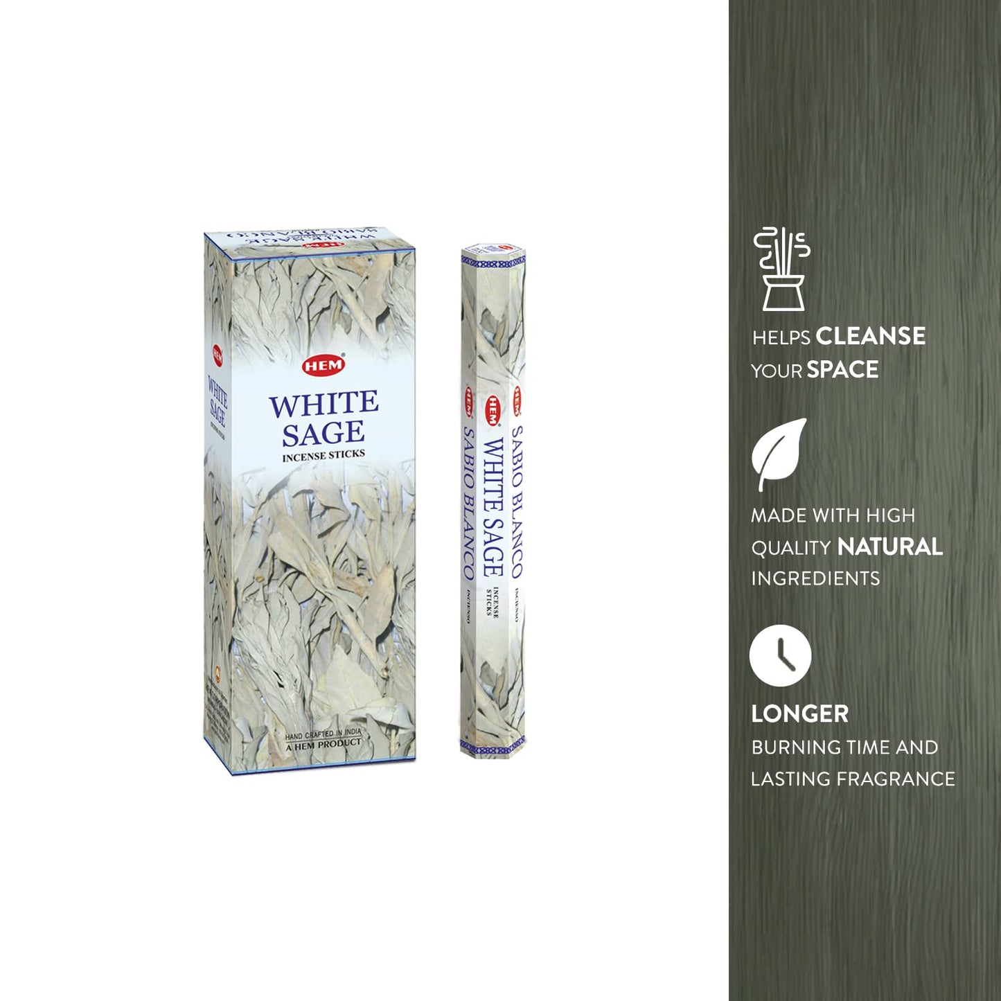 HEM White Sage Tubes Incense, 20g, Box of Six