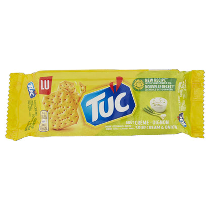 TUC Crackers | TUC Biscuits | Crispy Salted Crackers with Sour Cream & Onion Flavor | LU Cookies | 3.52 Ounce Total Weight