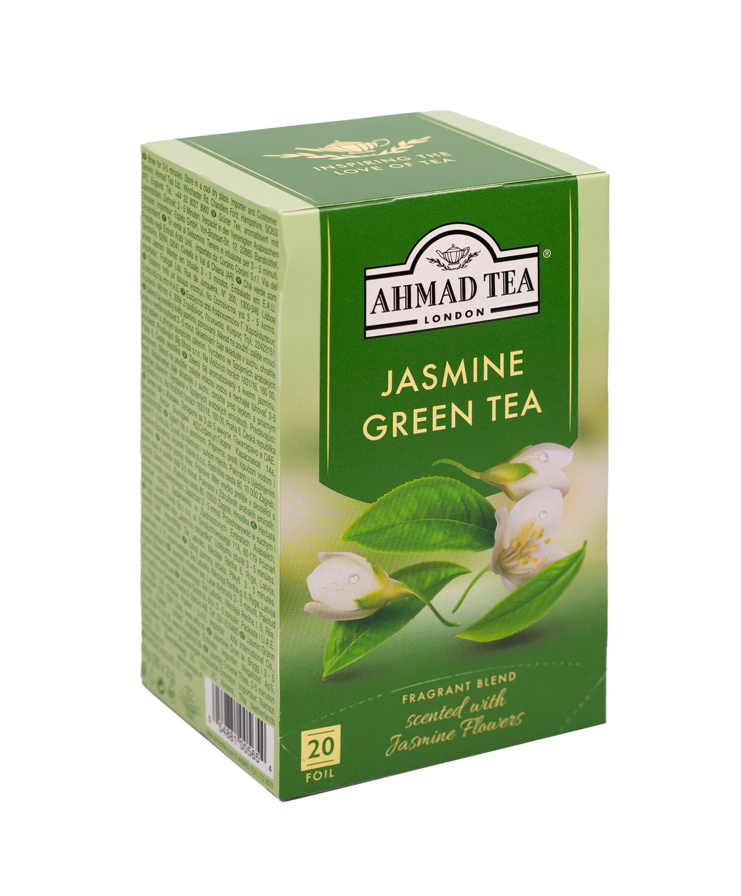 Ahmad Tea Green Tea, Jasmine Romance Teabags, 20 ct (Pack of 6) - Caffeinated & Sugar-Free