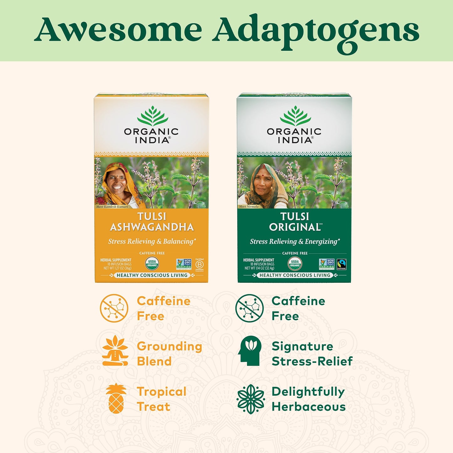 Tulsi Original -Organic India 18 infusion bags - Food / Masala / Dal