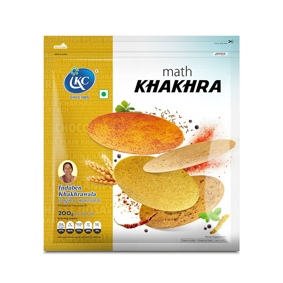 Induben Khakhrawala Premium Tasty and Healthy Indian Gujarati Snacks Khakhra 200gm (7 oz) Math Pack of 2
