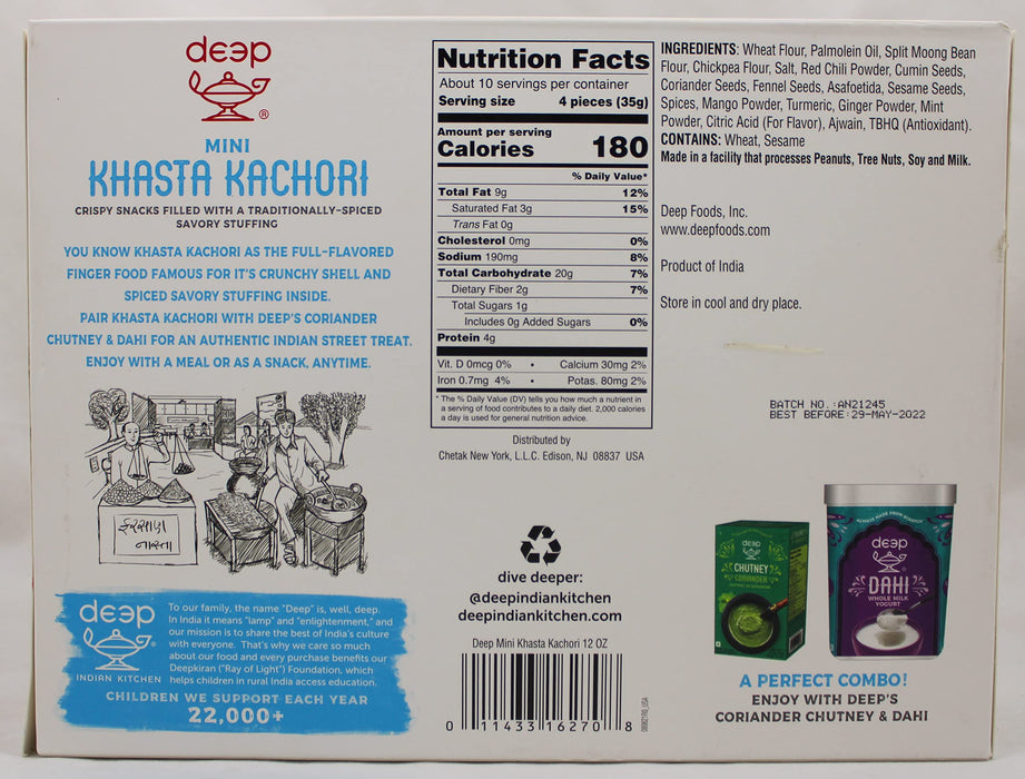 Deep Mini Khasta Kachori - Snack Balls - 100% Natural - 12 oz