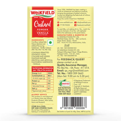 Weikfield Custard Powder, Vanilla Flavour, 500g Carton