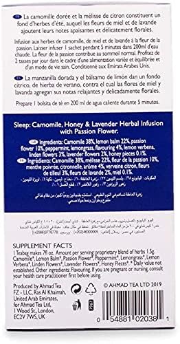 Ahmad Tea Herbal Tea, Camomile, Honey, & Lavender 'Sleep' Natural Benefits Teabags, 20 ct (Pack of 1) - Decaffeinated & Sugar-Free