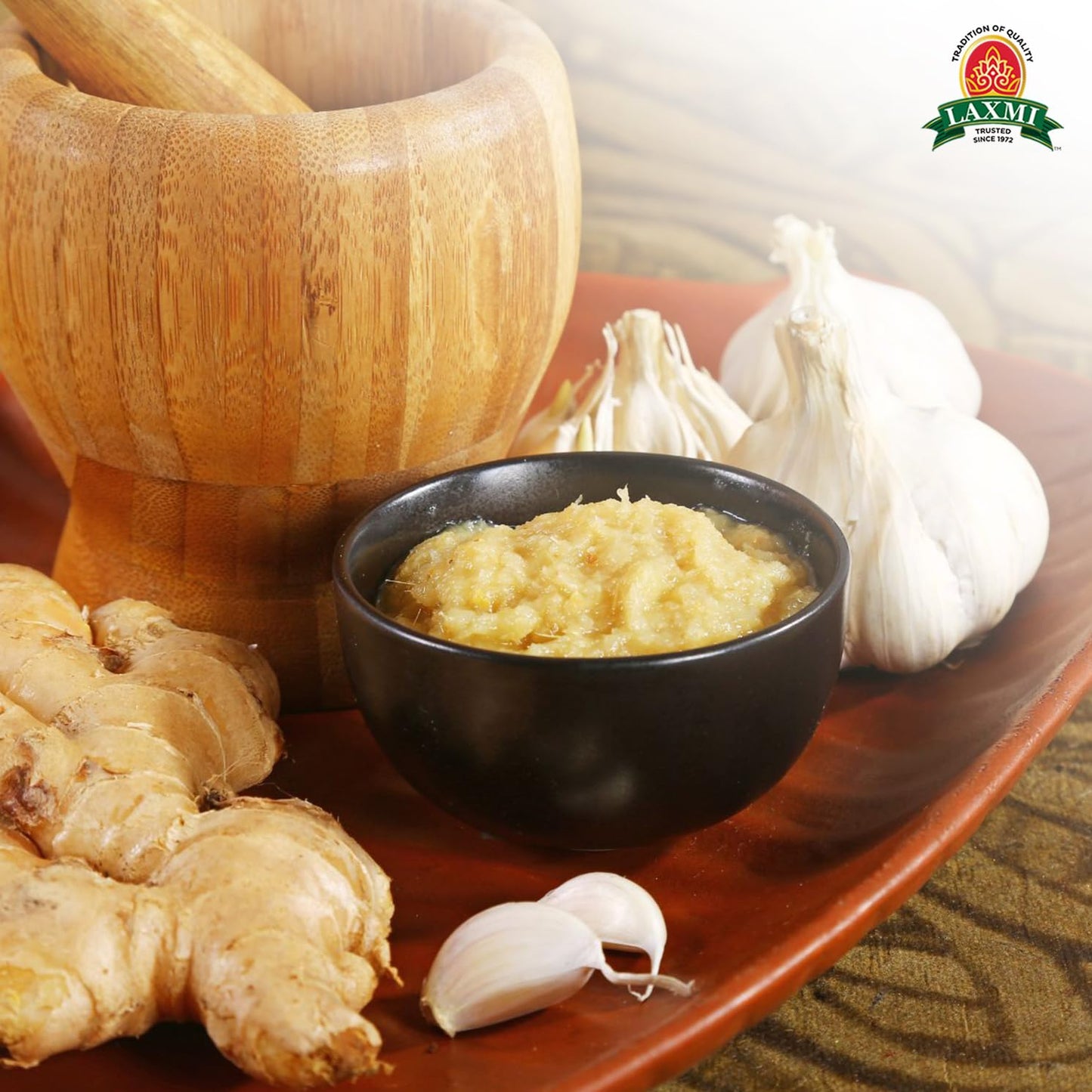 Laxmi Ginger Garlic Paste, 8 oz | Ginger and Garlic Paste in a Jar | Garlic and Ginger Paste for Cooking | A pure fresh staple