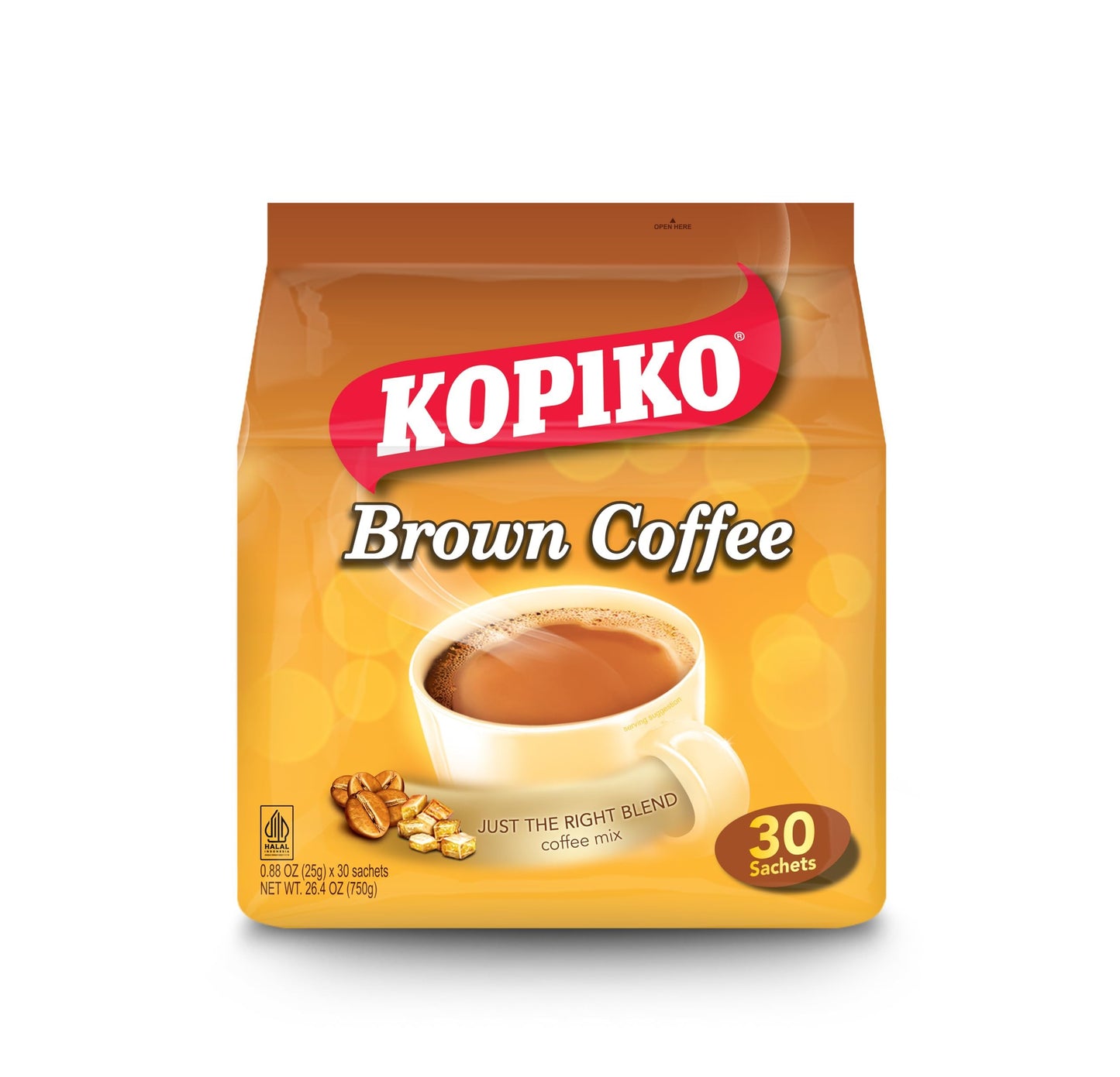 Kopiko Instant 3 In 1 Brown Coffee 0.88 Ounce (Pack of 30) Instand coffee Brown