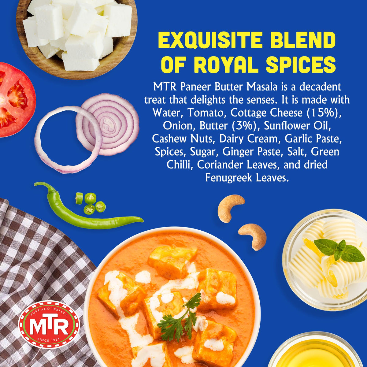 Mtr Ready To Eat Paneer Butter Masala 300 gms - Instant Meal