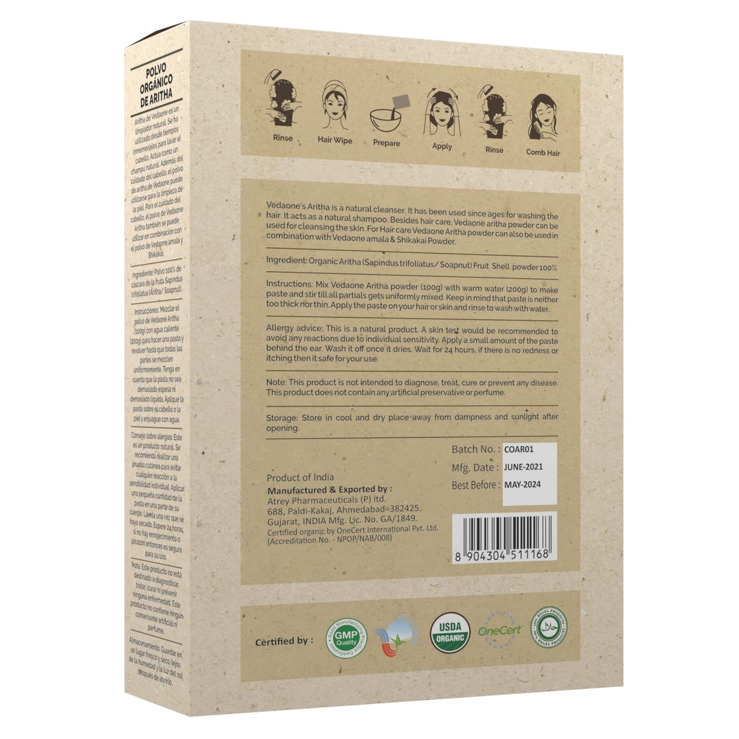 Vedaone Organic Aritha Hair Powder 100gm