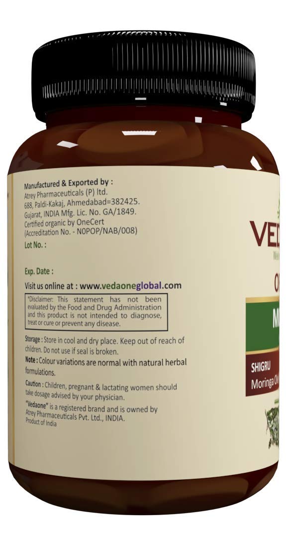 Vedaone USDA Organic Moringa 750mg 60 Caplets