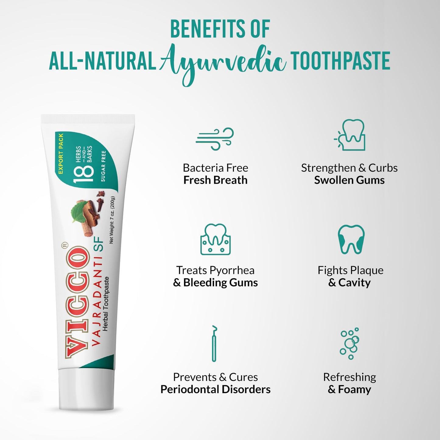 Vicco Vajradanti Herbal Toothpaste | Natural Astringent and Analgesic| Consists of 18 Herbs, 100% Natural, Vegan, and Cruelty-Free | Sugar-Free-(Pack of 3 x 7oz)