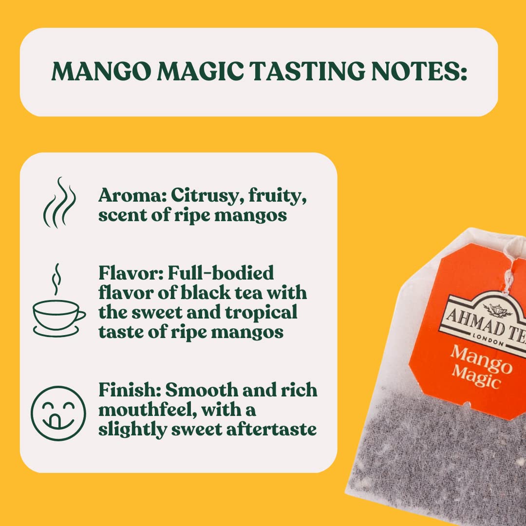 Ahmad Tea Mango Magic Black Tea, 20-Count Boxes (Pack of 6)