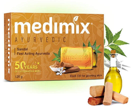 Medimix Ayurvedic Herbal Soap with Sandal & Eladi Oils 125g (MultiPack) Effective for Skin Blemishes by Medimix (Pack 3)