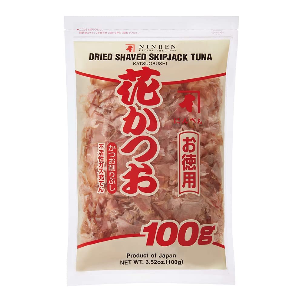 [Ninben] Authentic Dried Bonito Flakes (Hana Katsuo: ) Fresh Pack | Japanese Katsuobushi () | Fresh & Original Flavor | Dried Shaved Skipjack Tuna | Product Of Japan (3.52 Oz)