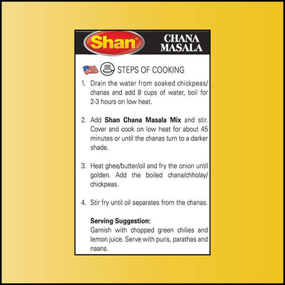 Shan Chana Masala Recipe and Seasoning Mix 3.52 oz (100g) - Spice Powder for Punjabi Style Mild Chickpeas Curry - Suitable for Vegetarians - Airtight Bag in a Box (Pack of 3)