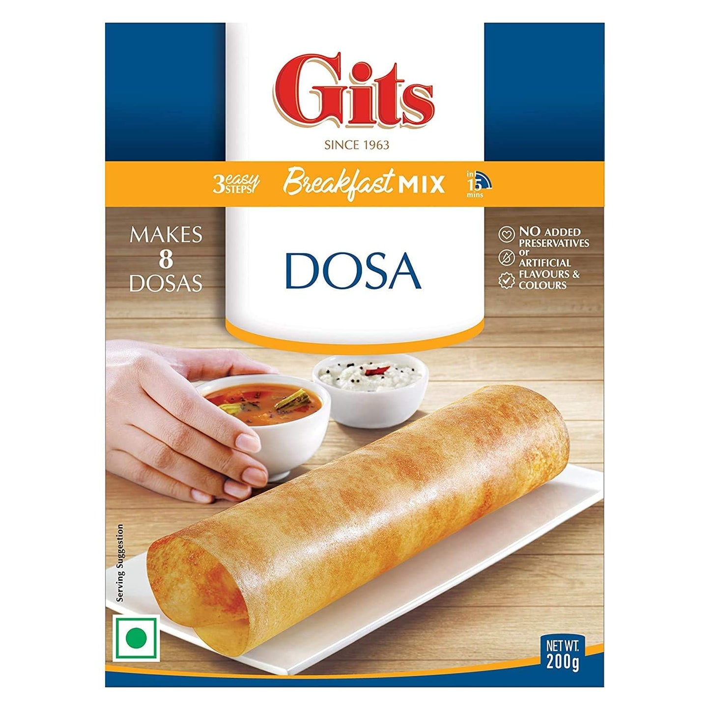 Gits Instant Mix Box - 600gm (Pack of 3 x 200gm) | Ready to Cook Indian Breakfast/Lunch/Dinner/Snack Meal | No Artificial Colors, Flavors, Preservatives, 100% Vegetarian, Easy Recipe (Dosa)