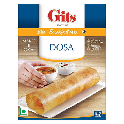 Gits Instant Mix Box - 600gm (Pack of 3 x 200gm) | Ready to Cook Indian Breakfast/Lunch/Dinner/Snack Meal | No Artificial Colors, Flavors, Preservatives, 100% Vegetarian, Easy Recipe (Dosa)