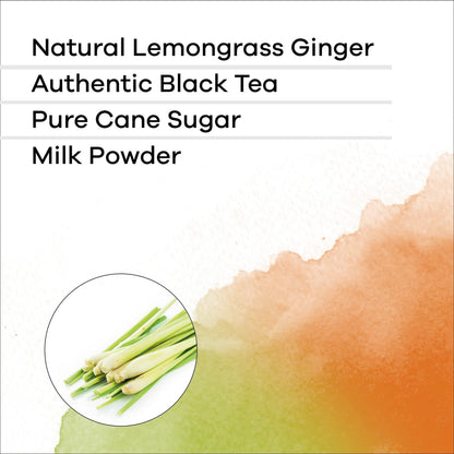 Quik Tea Lemongrass Ginger Instant Chai Tea Latte - 10 Count Single Box - All Natural Digestion Tea | Just add hot water