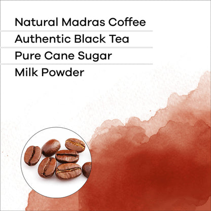 Quik Caf Madras Coffee - Single Box 10 Count - All Natural & Preservative Free Instant Coffee.