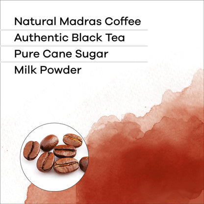 Quik Caf Madras Coffee - Single Box 10 Count - All Natural & Preservative Free Instant Coffee.
