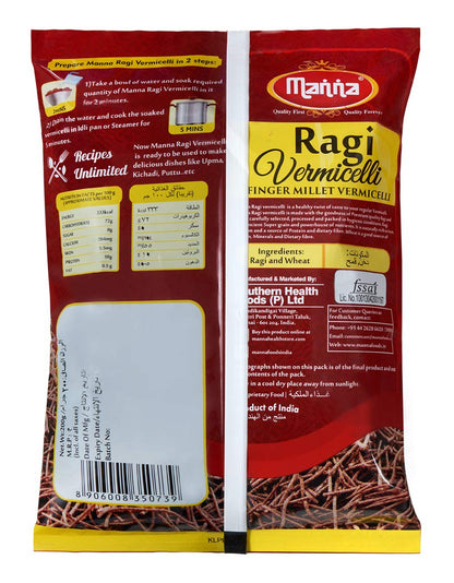 Manna Ragi Vermicelli Noodles (Semia) 800g (200g x 4 Packs)