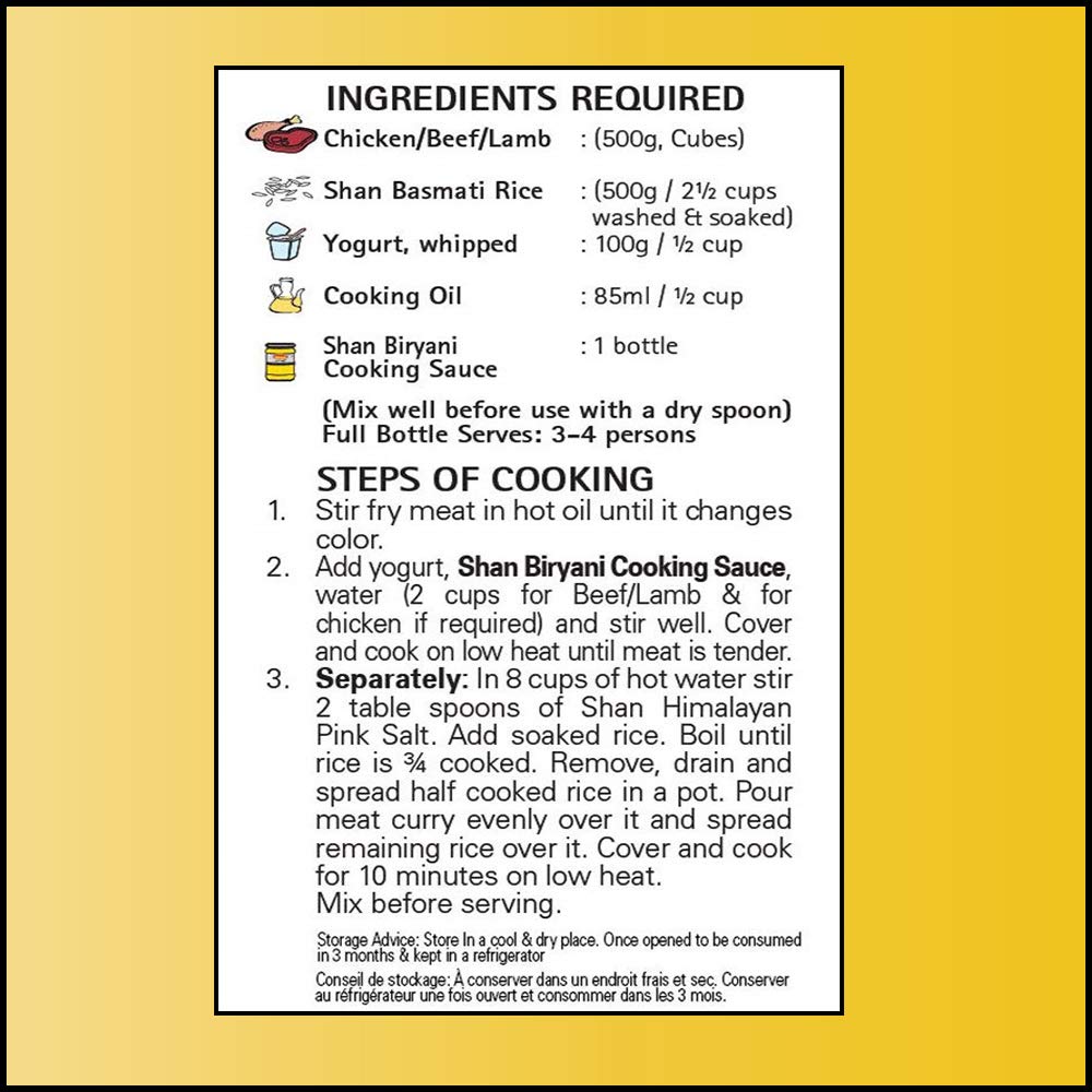 Shan Biryani Cooking Sauce 12.3oz (350g) - Simmer Sauce for Tasty Meat Layered Pilaf - Easy to Cook Delicious Meal at Home - Suitable for Vegetarians