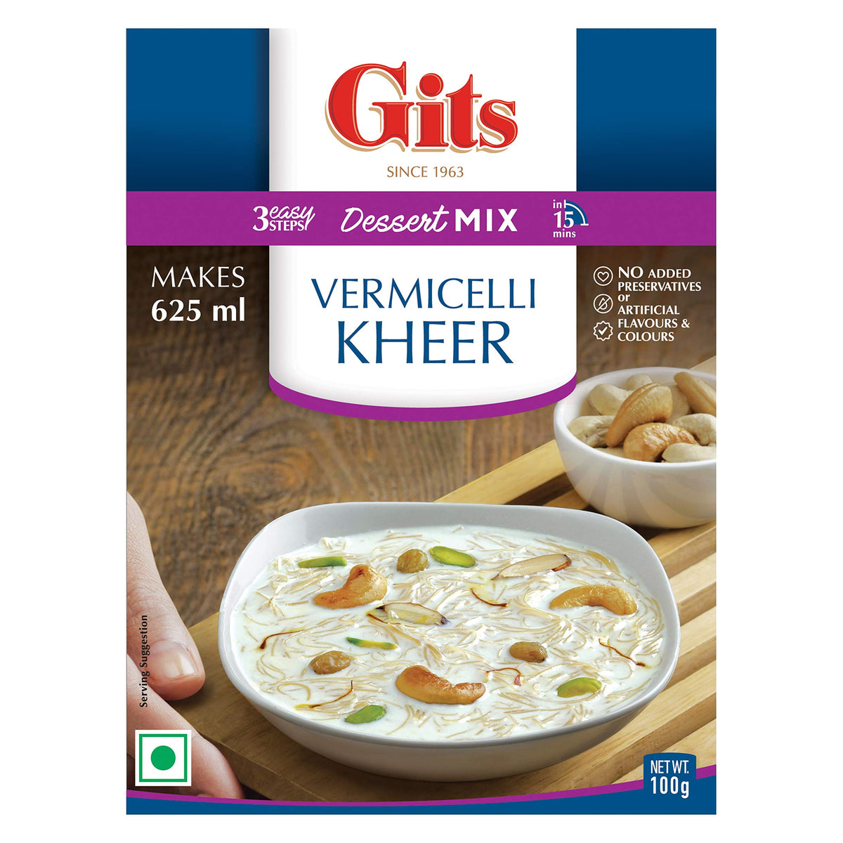 Gits Instant Vermicelli Kheer Dessert Mix, 400g (Pack of 4 X 100g Each)