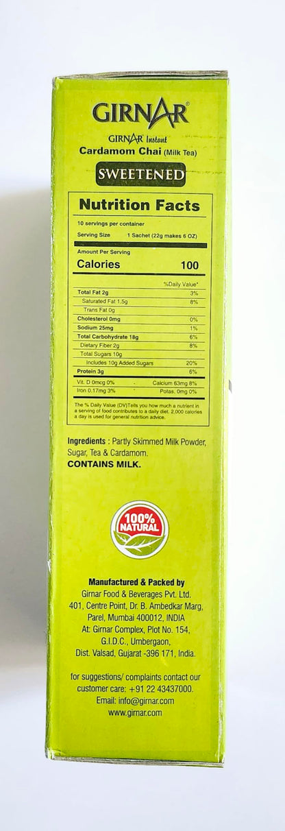Girnar Instant Chai/Tea Premix With Cardamom, 10 Sachet Pack