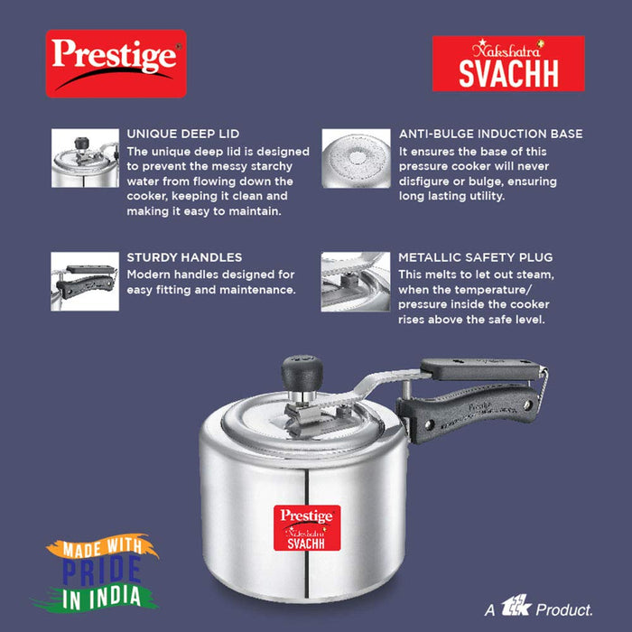 Prestige Nakshatra Plus Svachh 3 Litre Aluminium Straight Wall Inner Lid Pressure Cooker (Svachh Nakshatra)