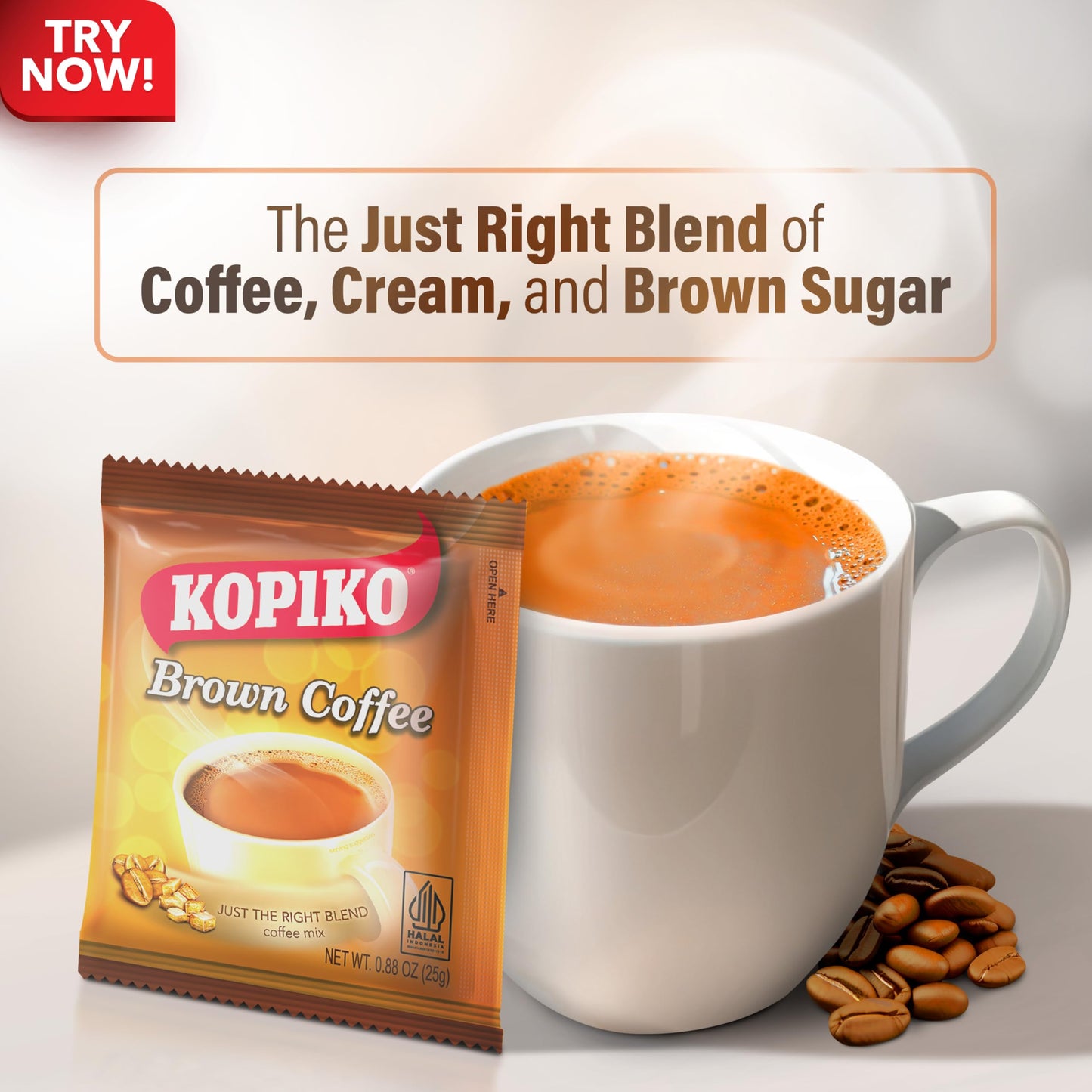 Kopiko Instant 3 In 1 Brown Coffee 0.88 Ounce (Pack of 30) Instand coffee Brown