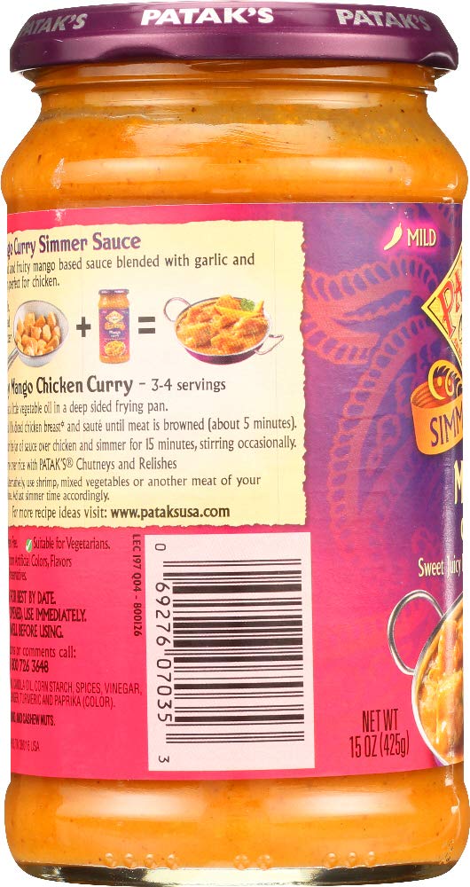 Patak's Mango Curry Simmer Sauce, 15 Fl Oz