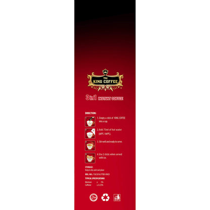 King Coffee Premium Instant Coffee - 3 in 1 Vietnamese Coffee Blend w/ Creamer & Sugar - 440 Single Serve Instant Coffee Packets (5 Bags - 440 Sticks)