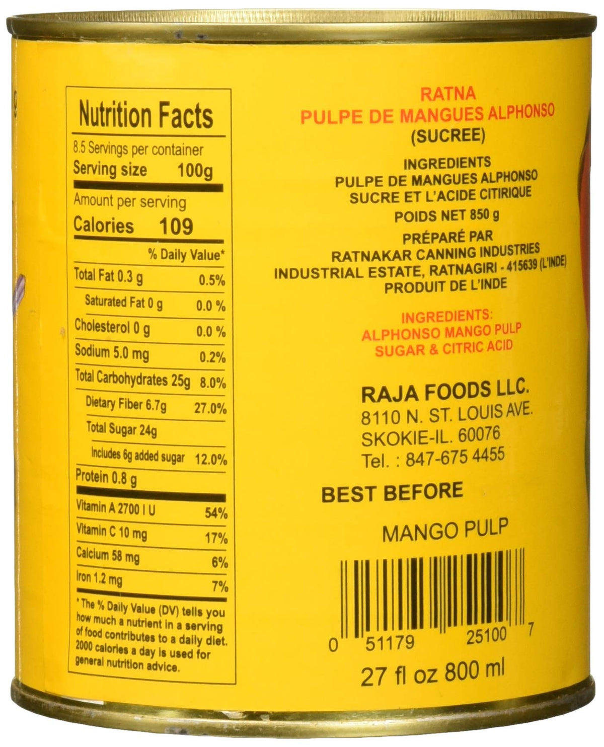 Swad Ratna Alphonso Mango Pulp, Yellow