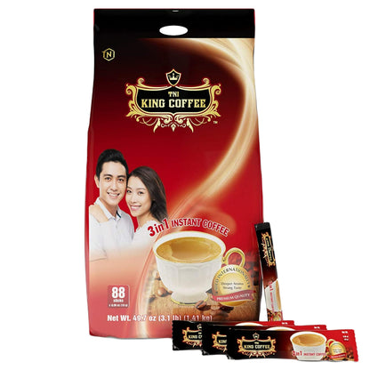 King Coffee Premium Instant Coffee - 3 in 1 Vietnamese Coffee Blend w/ Creamer & Sugar - 88 Single Serve Instant Coffee Packets (1 Bag - 88 Sticks)