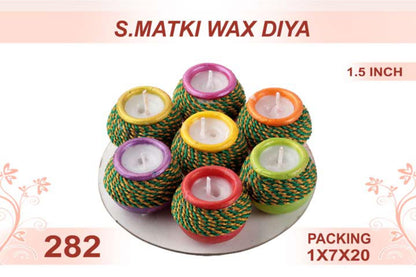 Small Wax Matki Diya 7pc 1.5inch #282 - Diwali Clay Diya