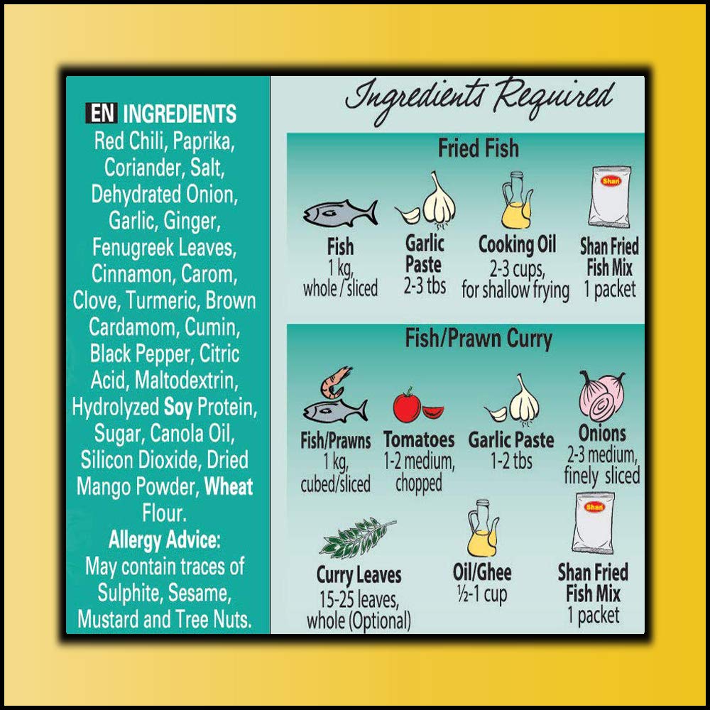 Shan - Fried Fish Seasoning Mix (50g) - Spice Packets for Spicy Fried Fish (Pack of 4)