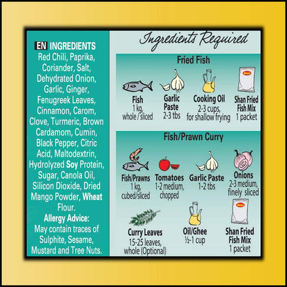 Shan - Fried Fish Seasoning Mix (50g) - Spice Packets for Spicy Fried Fish (Pack of 4)